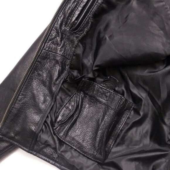 Vintage BIKER'S CLUB Leather Motorcycle Jacket 80's Biker Moto Black Unisex XL - Picture 10 of 15